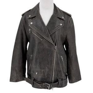 Madewell Womens Distressed Leather Oversized Motorcycle Jacket Size Large L